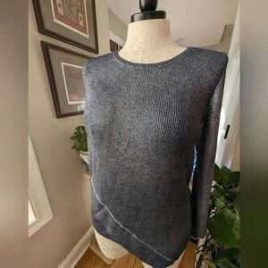 Chico's Crew Neck Blue & Silver Knit Sweater Size 2